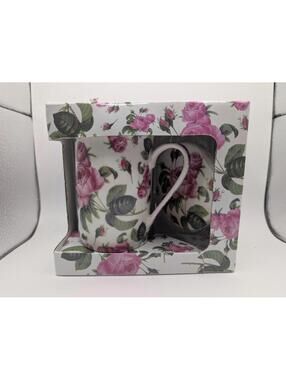 Kent Pottery Coffee/Tea Mug Floral W/Lid New in Box